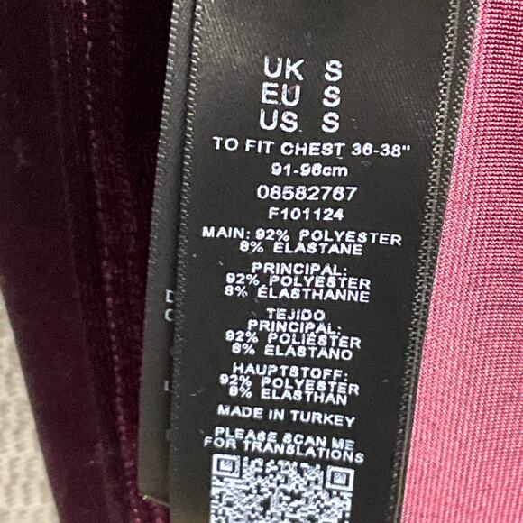 ASOS Velvet Pullover Top Shirt Long Sleeve Shirt Top Burgundy Wine sz Small - Picture 6 of 12